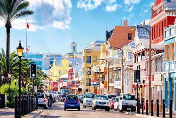Colorful street scene in Bermuda